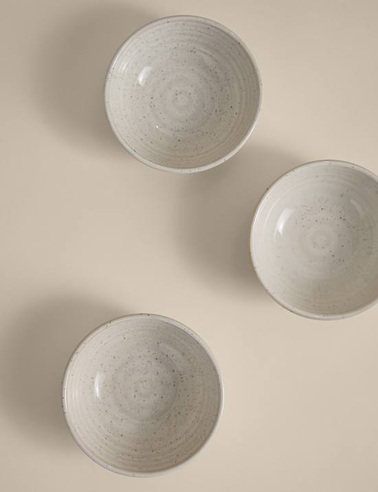 3pk Ceramic Ribbed Pinch Bowls