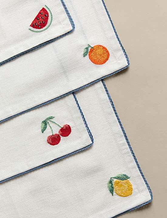 Set of 4 Cotton with Linen Fruit Napkins