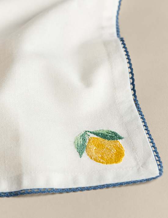 Set of 4 Cotton with Linen Fruit Napkins