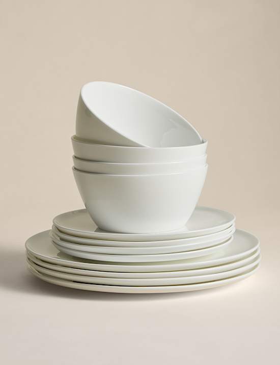 12 Piece Straight Sided China Dinner Set