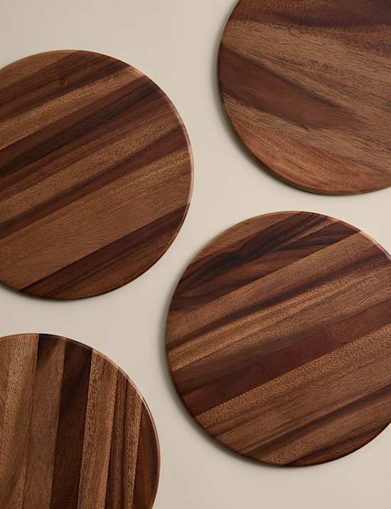 Set of 4 Wooden Round Placemats