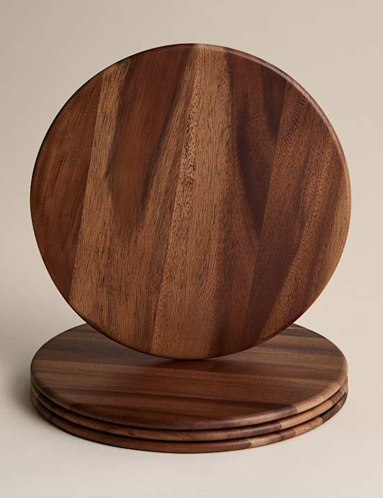 Set of 4 Wooden Round Placemats