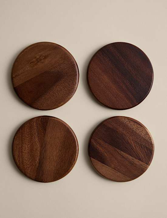 Set of 4 Wooden Round Coasters