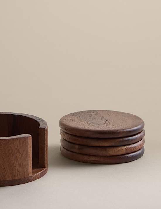 Set of 4 Wooden Round Coasters