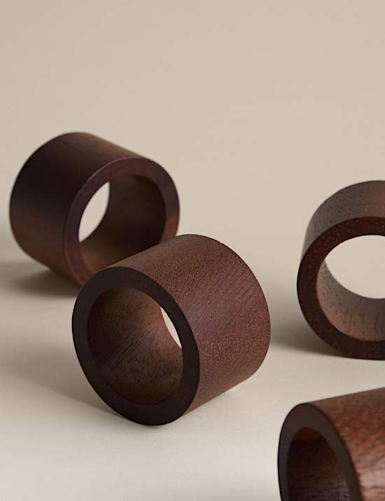 4 Pack Acacia Wood Napkin Rings