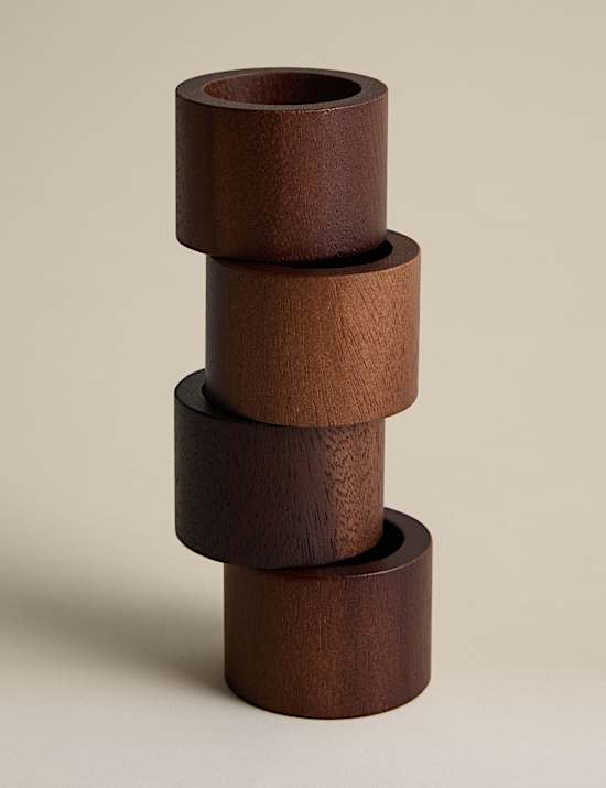 4 Pack Acacia Wood Napkin Rings