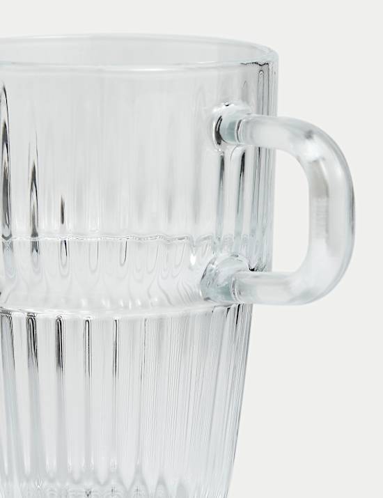 Taza para latte de cristal acanalado