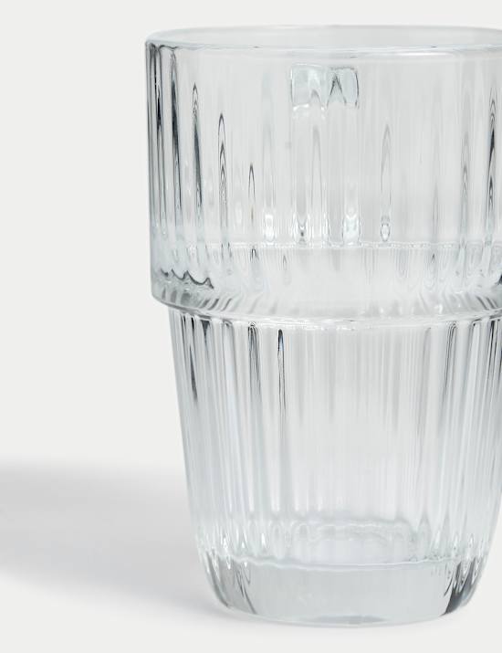 Taza para latte de cristal acanalado