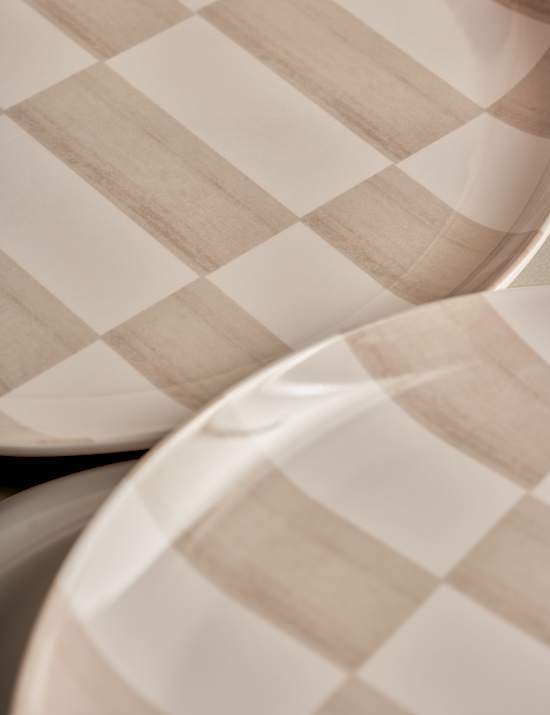 סט 4 צלחות פיקניק גדולות בדוגמה גאומטרית