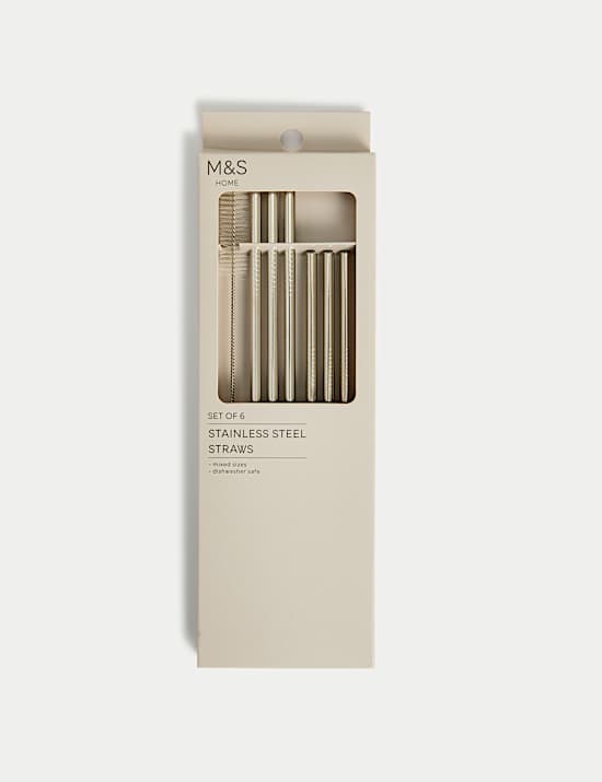 6er-Set wiederverwendbare Edelstahl-Strohhalme