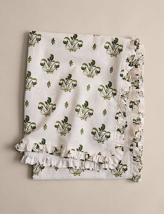 Nappe de Noël en coton à imprimé bloc