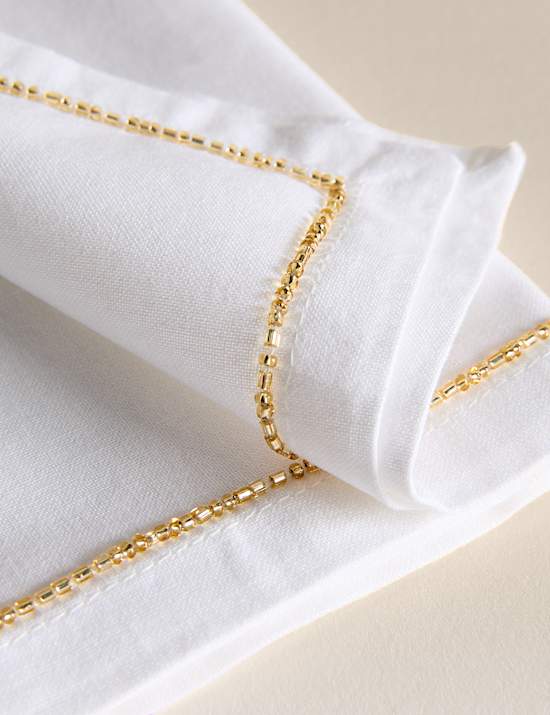 4pk Pure Cotton Beaded Edge Napkins