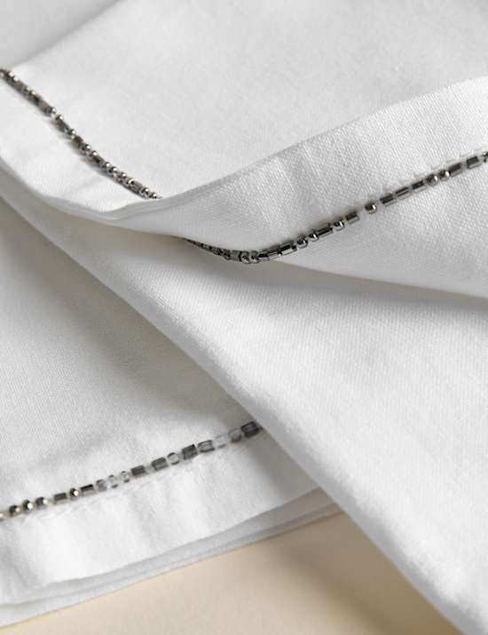4pk Pure Cotton Beaded Edge Napkins