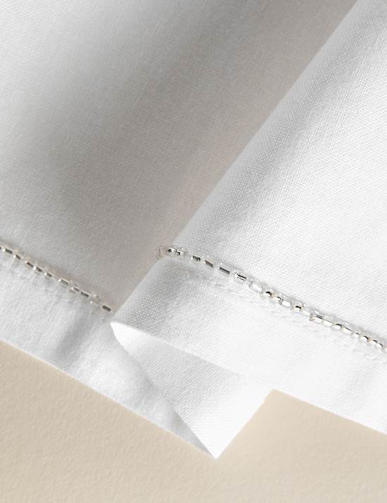 4pk Pure Cotton Beaded Edge Napkins