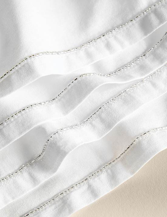 4pk Pure Cotton Beaded Edge Napkins