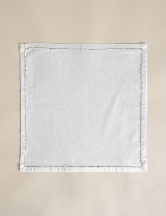 4pk Pure Cotton Beaded Edge Napkins