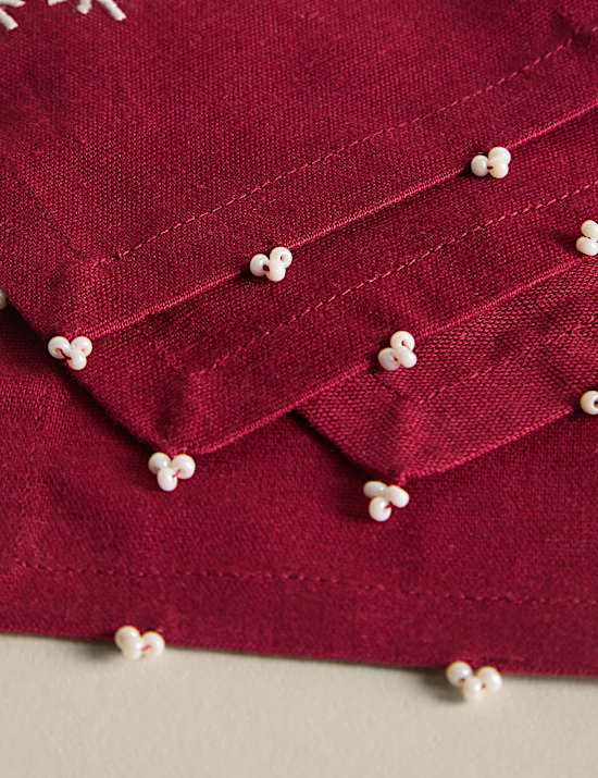 4er-Set Glasuntersetzer mit Logostickerei