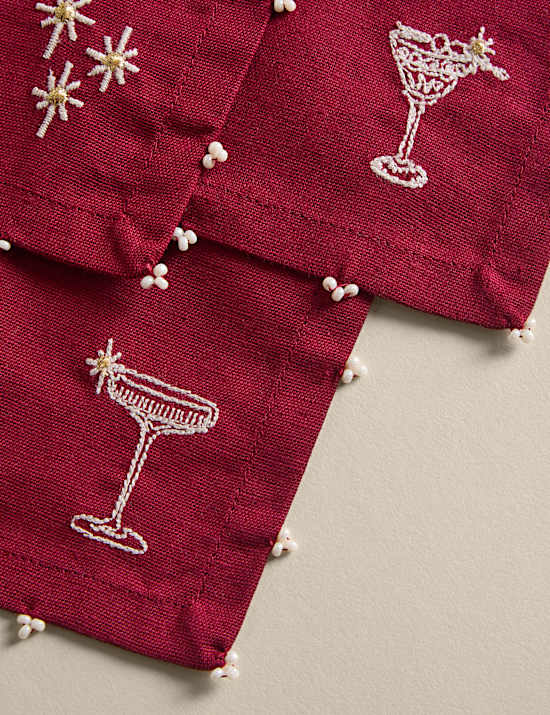 4er-Set Glasuntersetzer mit Logostickerei