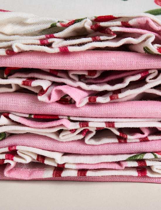 Set of 4 Cotton with Linen Striped Napkins