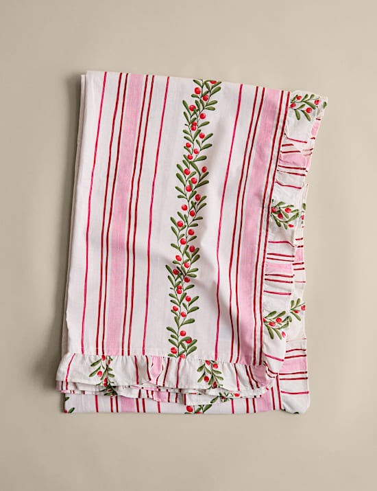 Cotton with Linen Festive Retro Striped Tablecloth