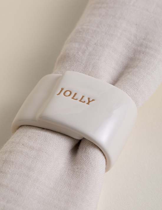 Set of 4 Ceramic Christmas Napkin Rings