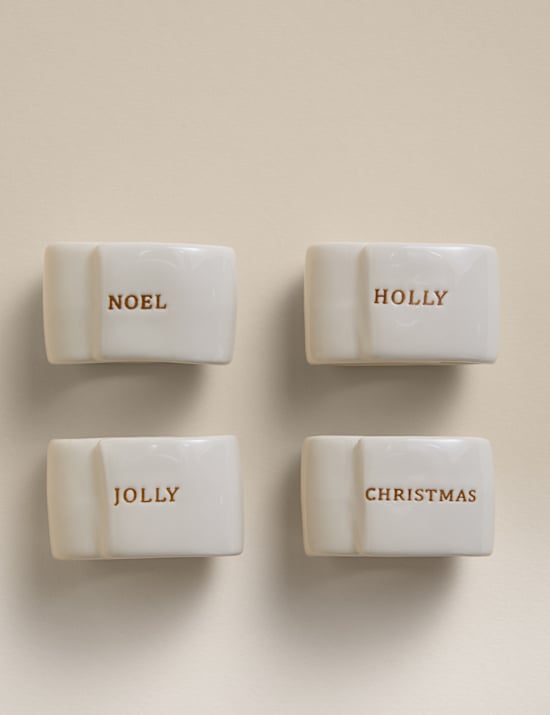 Set of 4 Ceramic Christmas Napkin Rings