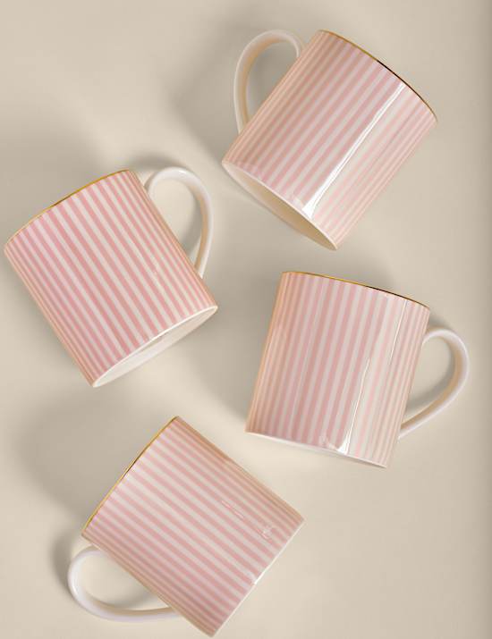 Juego de 4 tazas de rayas Hampton