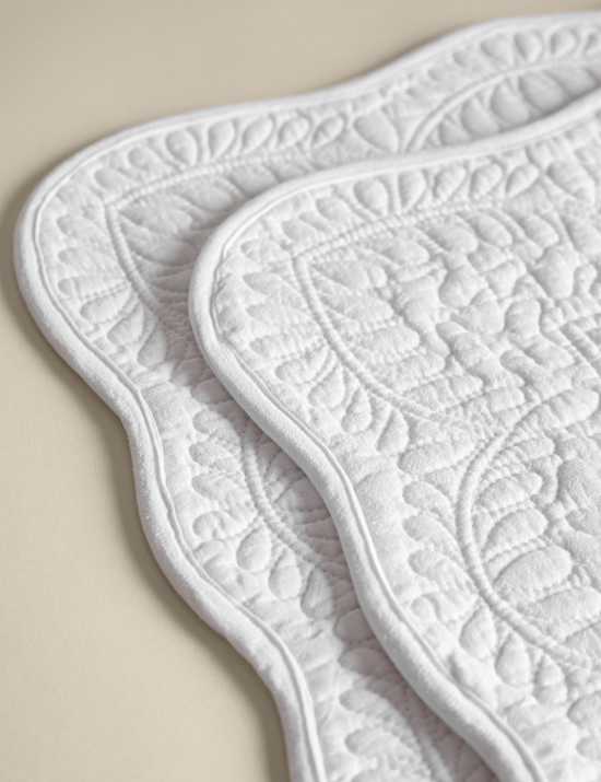 Set of 2 Pure Cotton Quilted Placemats