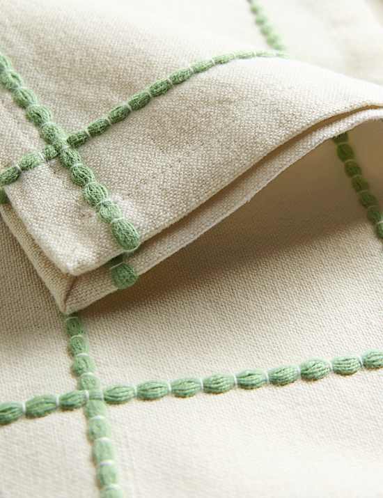 Set of 4 Pure Cotton Checked Napkins