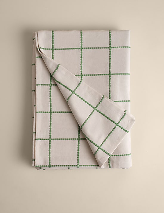Pure Cotton Woven Checked Tablecloth