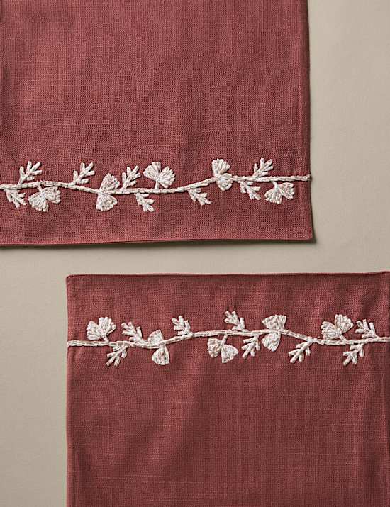 Set of 2 Pure Cotton Embroidered Placemats