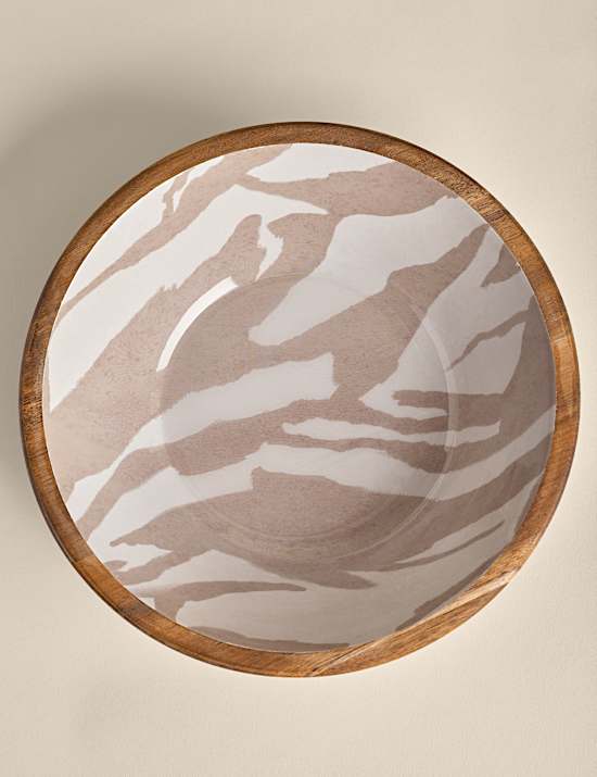 Wooden Marble Decal Serving Bowl