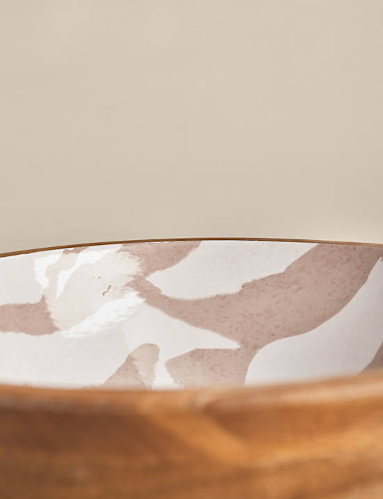 Wooden Marble Decal Serving Bowl