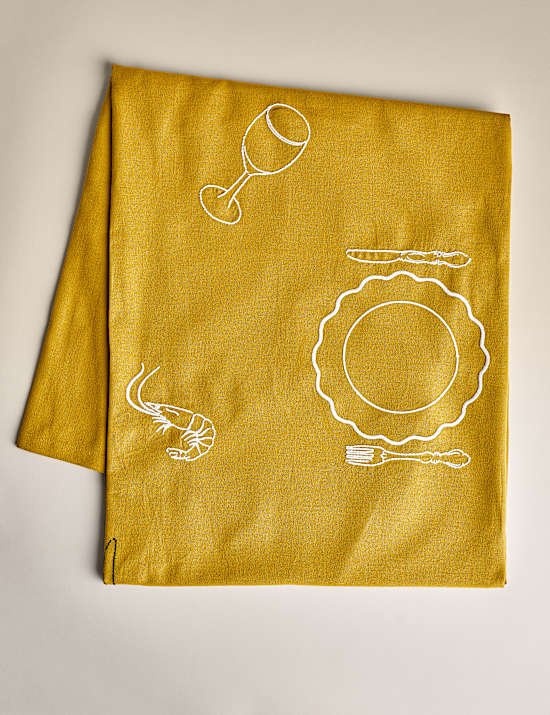 Pure Cotton Bistro Embroidered Tablecloth