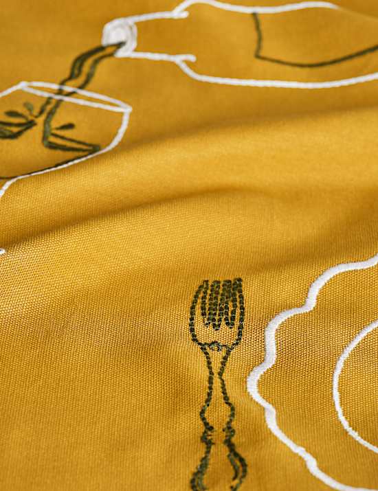 Pure Cotton Bistro Embroidered Tablecloth