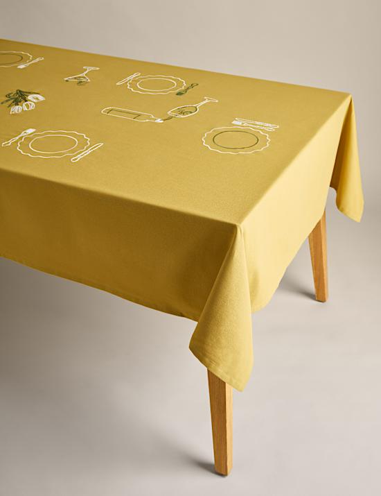 Pure Cotton Bistro Embroidered Tablecloth