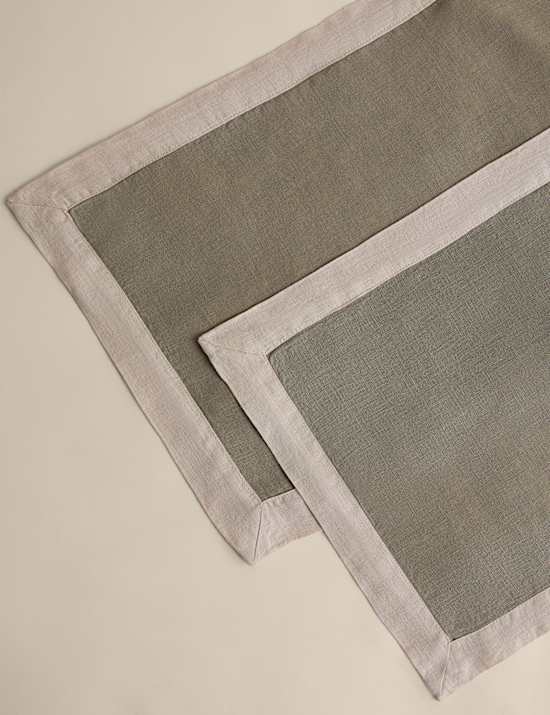 Set of 2 Pure Linen Edge Placemats