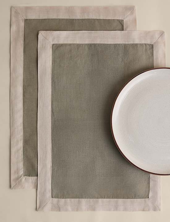 Set of 2 Pure Linen Edge Placemats