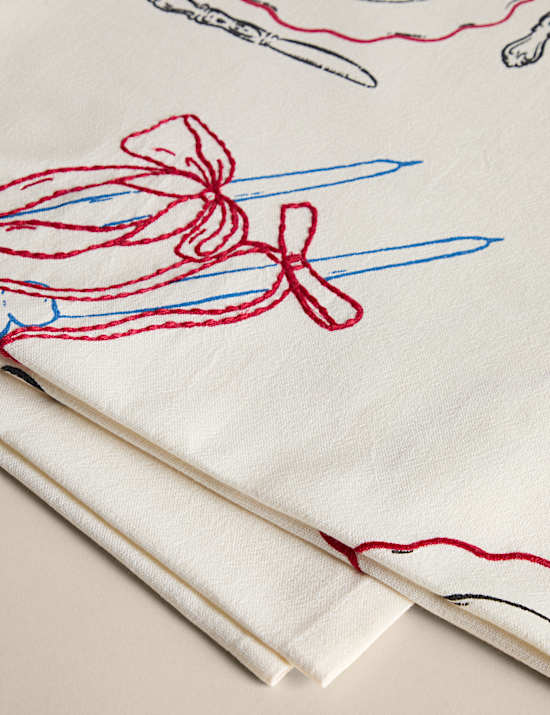 Nappe 100 % coton à motif Bistro brodé