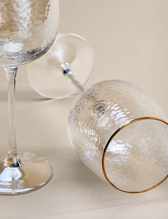 Set of 2 Hammered Lustre Wine Glasses