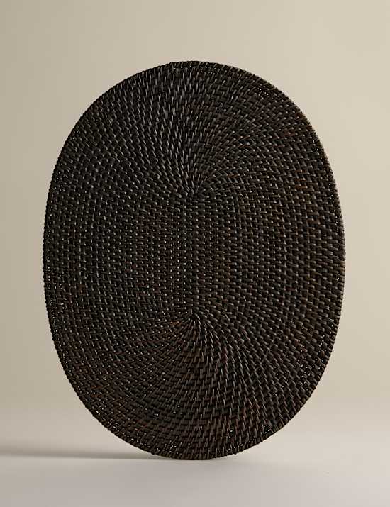 Set of 2 Rattan Oval Placemats