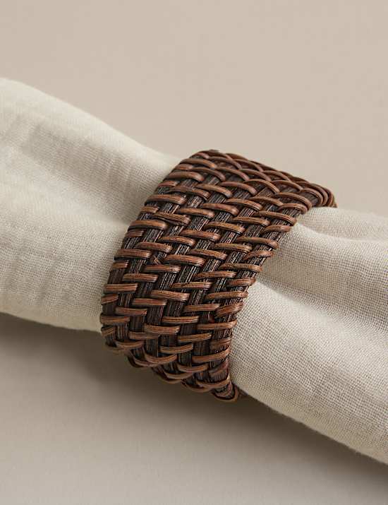 Set of 4 Rattan Oval Napkin Rings