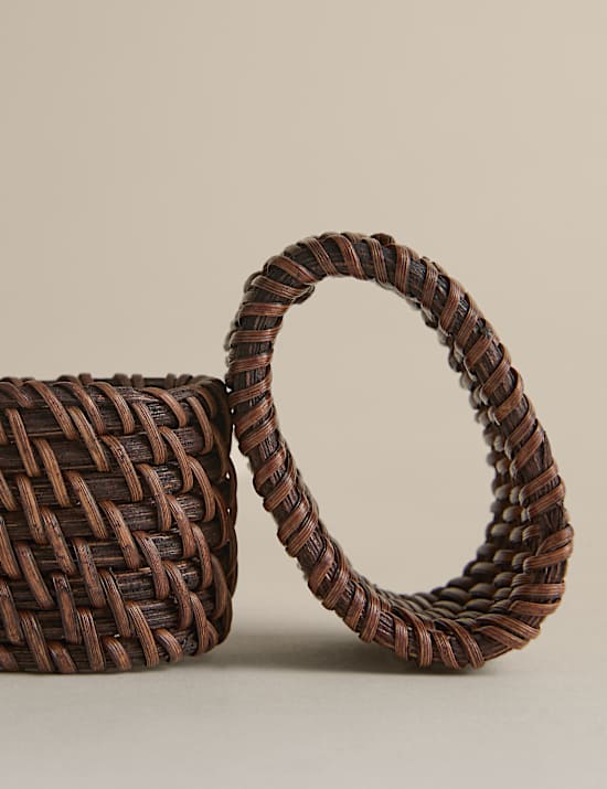 Set of 4 Rattan Oval Napkin Rings