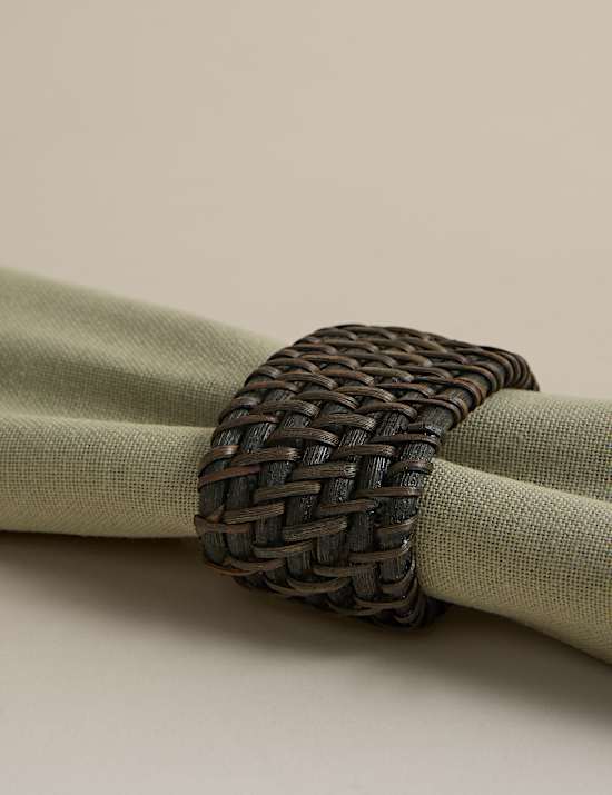 Set of 4 Rattan Oval Napkin Rings