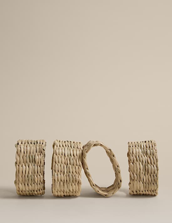Set of 4 Seagrass Oval Napkin Rings