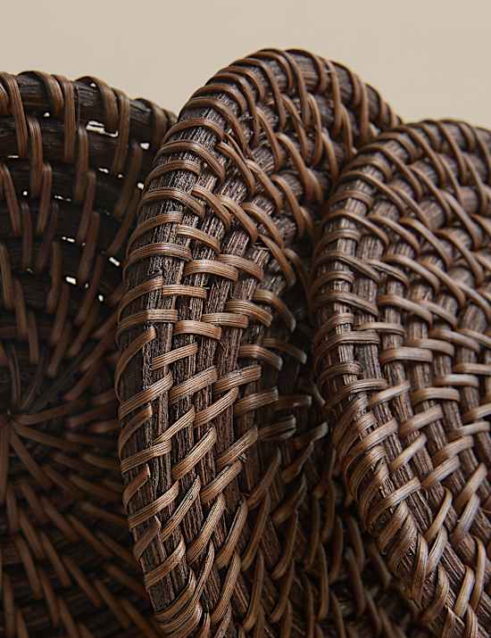 Lot de 4 sous-verres en rotin oval avec support