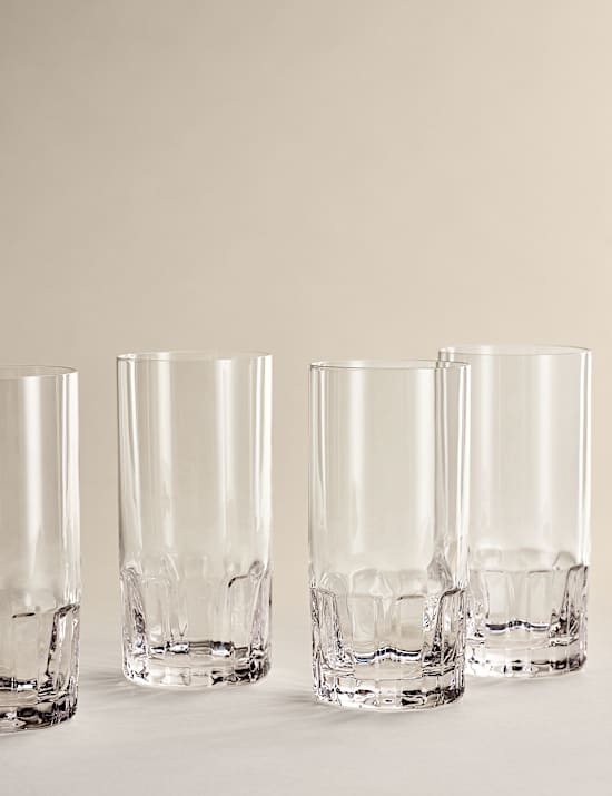 Set of 4 Textured Hi Ball Glasses