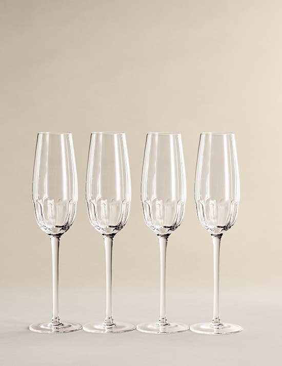Set of 4 Textured Champagne Flutes