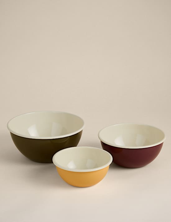 Set of 3 Enamel Nesting Mixing Bowls