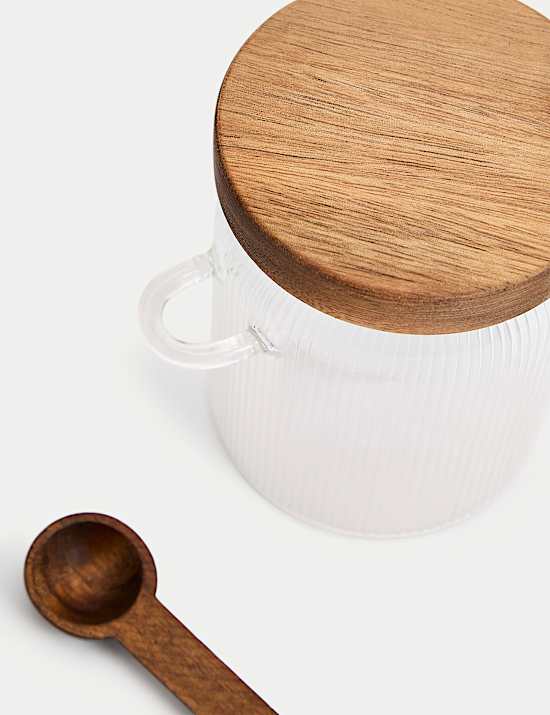 Ribbed Glass Sugar Pot